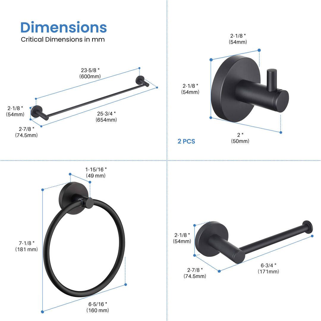 Halo 5-Piece Bathroom Hardware Set in 1