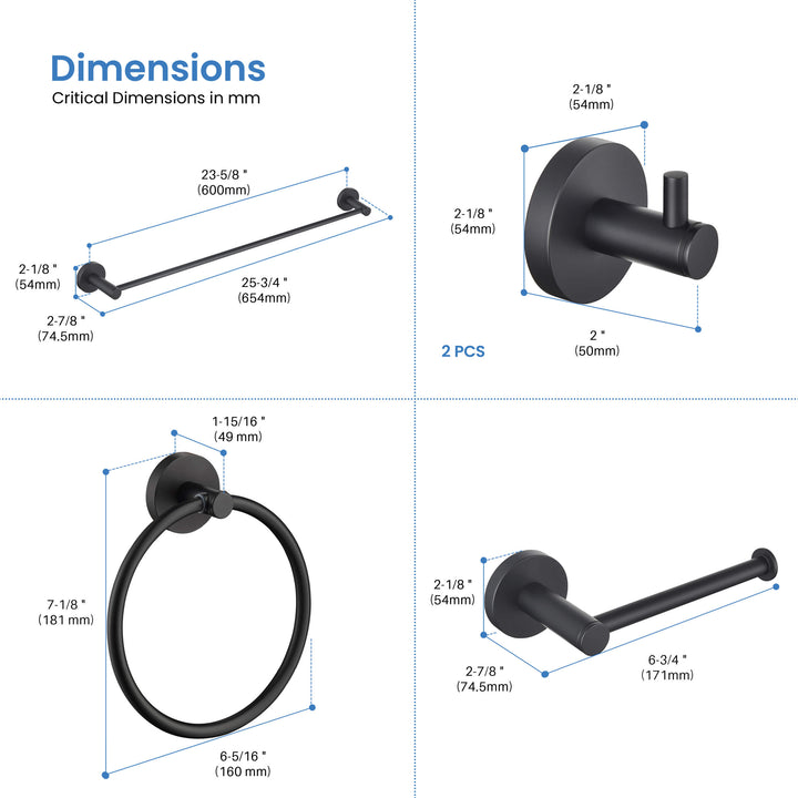 Halo 5-Piece Bathroom Hardware Set in 1