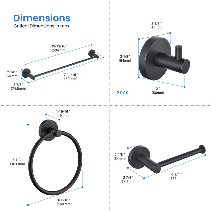 Halo 5-Piece Bathroom Hardware Set in 3