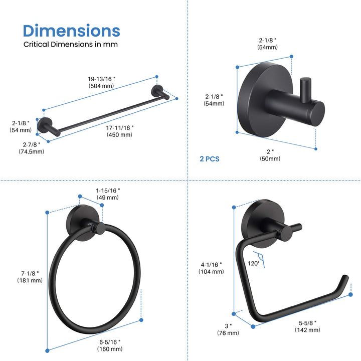 Halo 5-Piece Bathroom Hardware Set in 4