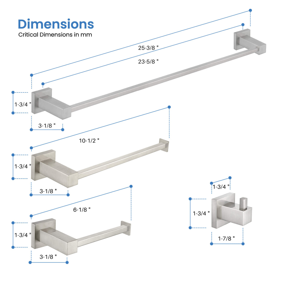 Quadra 5-Piece Bathroom Hardware Set