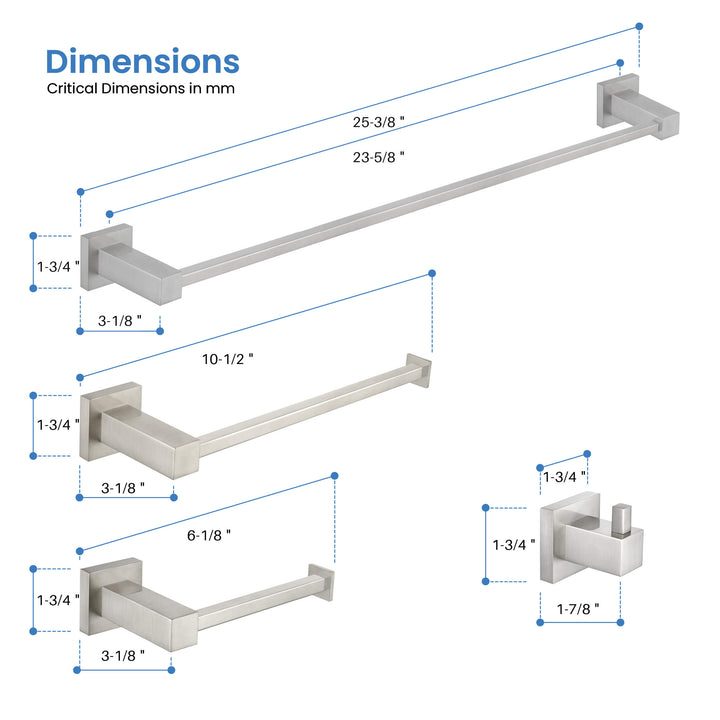 Quadra 5-Piece Bathroom Hardware Set