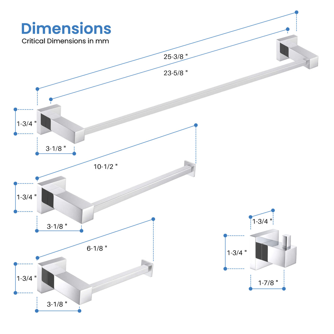 Quadra 5-Piece Bathroom Hardware Set
