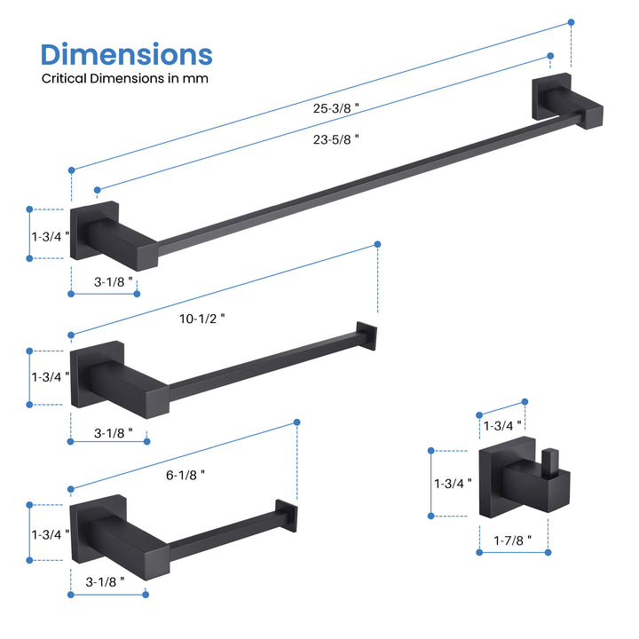 Quadra 5-Piece Bathroom Hardware Set