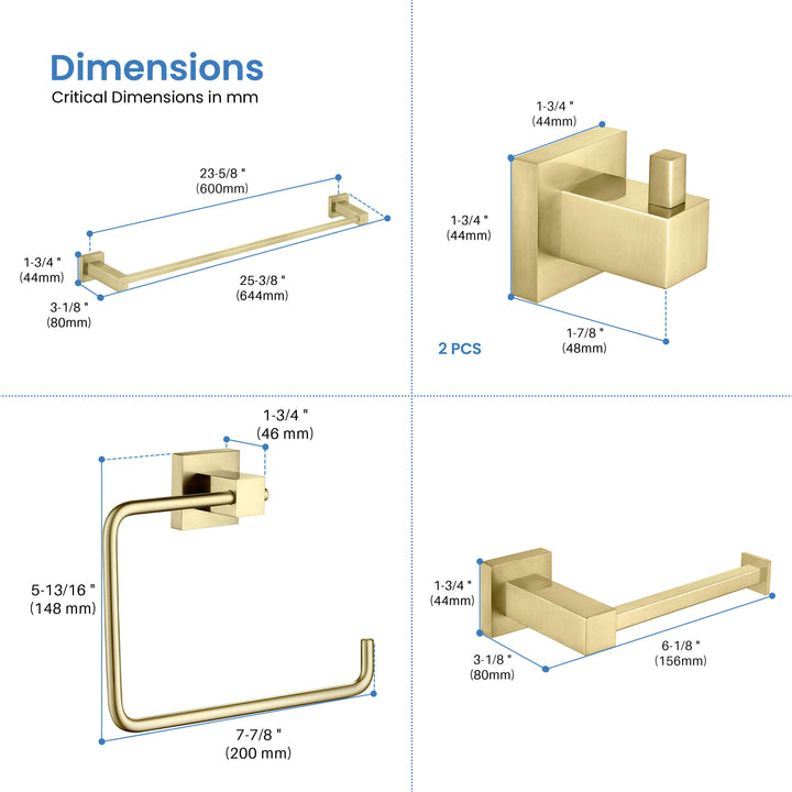 Quadra 5-Piece Bathroom Hardware Set in 1