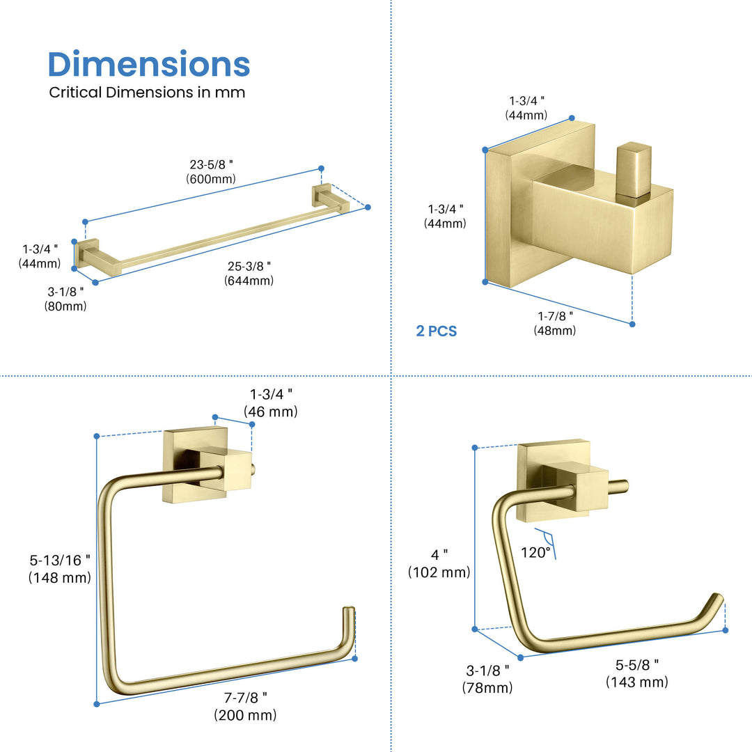 Quadra 5-Piece Bathroom Hardware Set in 2