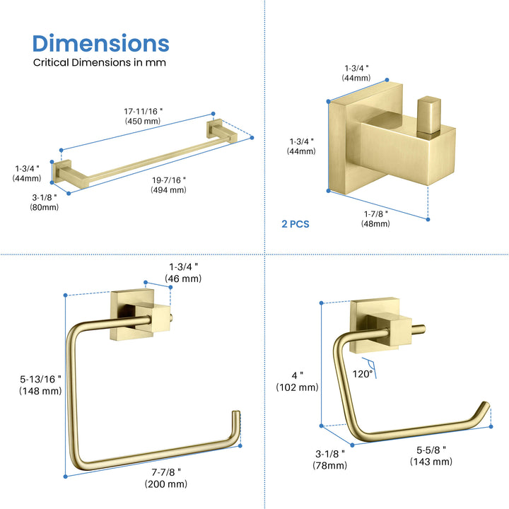 Quadra 5-Piece Bathroom Hardware Set in 4