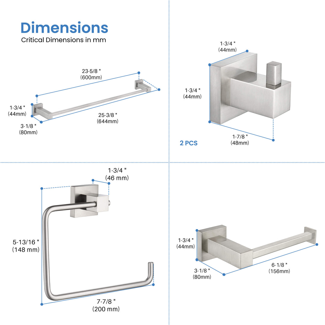 Quadra 5-Piece Bathroom Hardware Set in 1