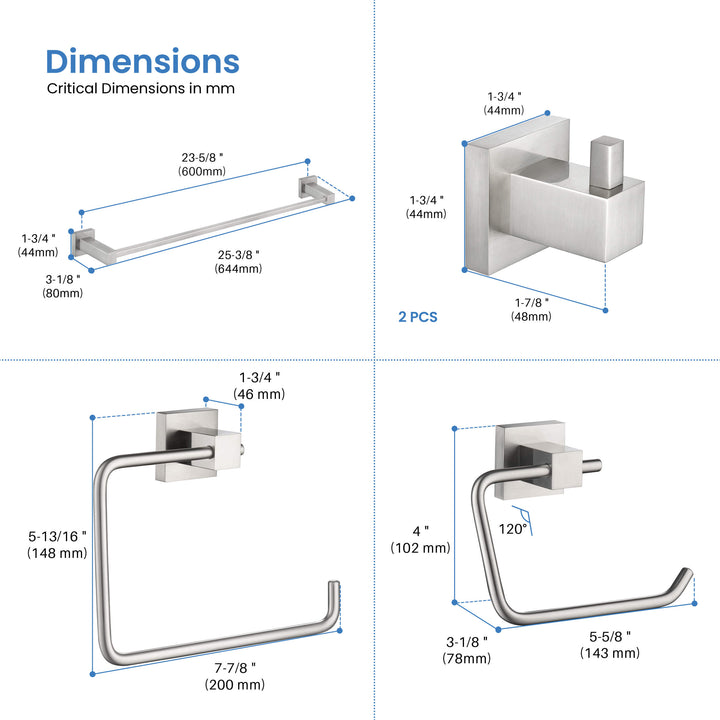 Quadra 5-Piece Bathroom Hardware Set in 2