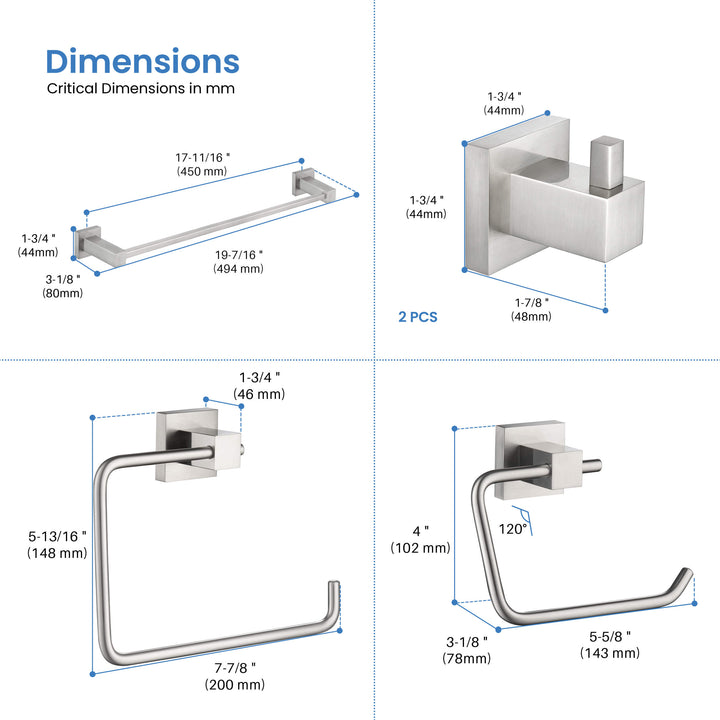 Quadra 5-Piece Bathroom Hardware Set in 4
