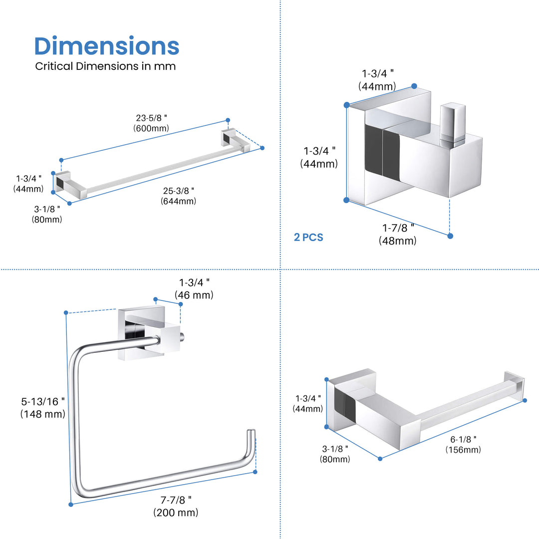 Quadra 5-Piece Bathroom Hardware Set in 1