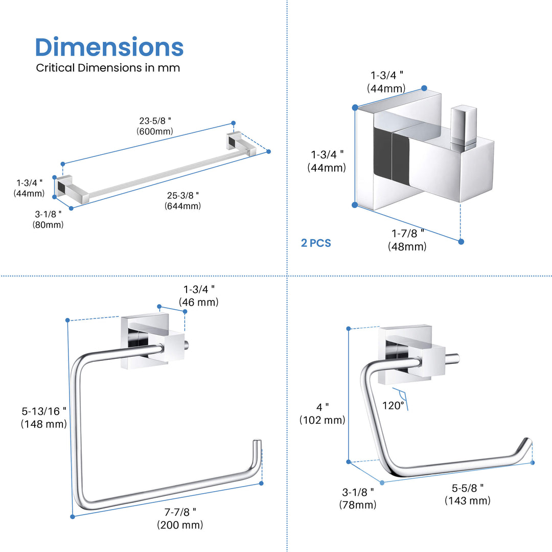Quadra 5-Piece Bathroom Hardware Set in 2