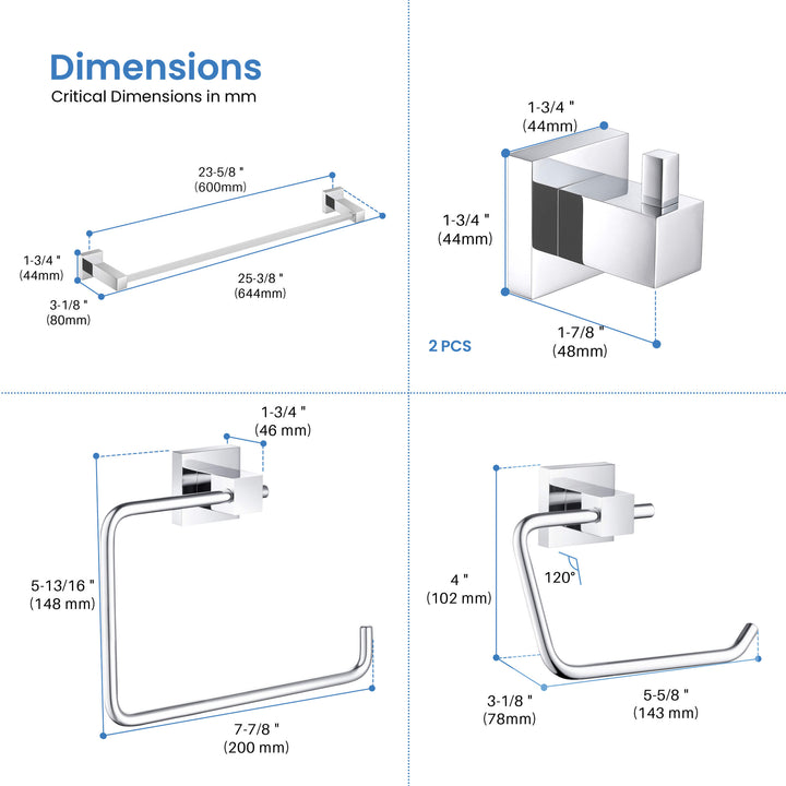 Quadra 5-Piece Bathroom Hardware Set in 2