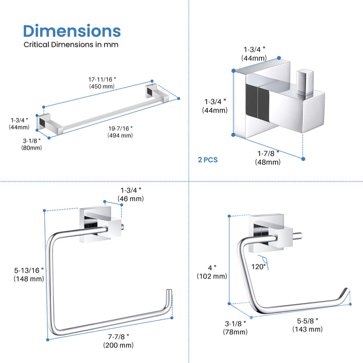 Quadra 5-Piece Bathroom Hardware Set in 4