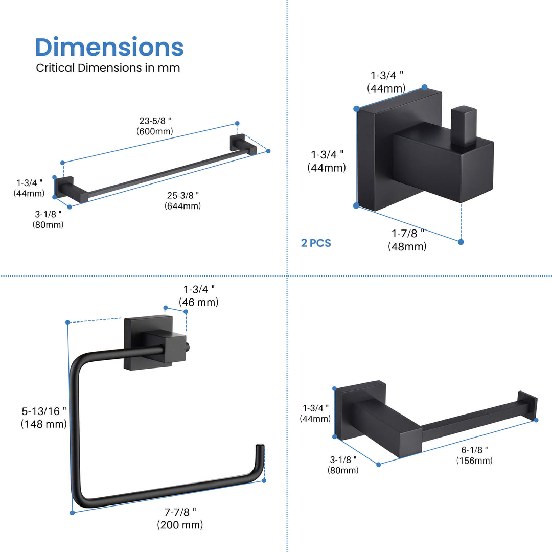 Quadra 5-Piece Bathroom Hardware Set in 1