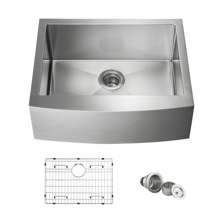 27" Farmhouse Apron Single Bowl Stainless Steel Kitchen Sink | ANVE Kitchen &amp; Bath