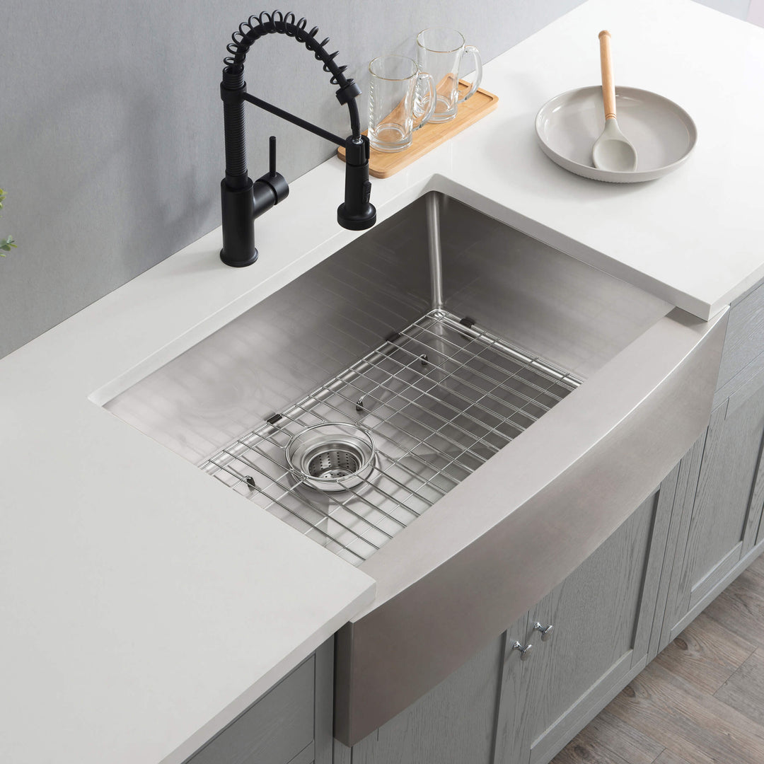27" Farmhouse Apron Single Bowl Stainless Steel Kitchen Sink