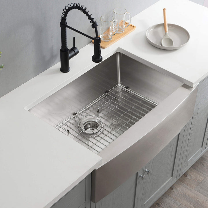 30" Farmhouse Apron Single Bowl Stainless Steel Kitchen Sink