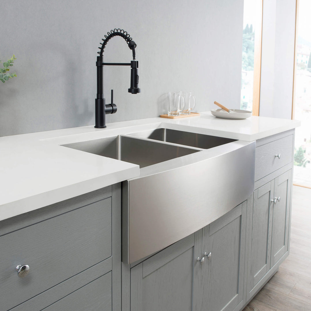 33" Farmhouse Apron Double Bowl Stainless Steel Kitchen Sink