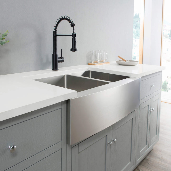 33" Farmhouse Apron Double Bowl Stainless Steel Kitchen Sink