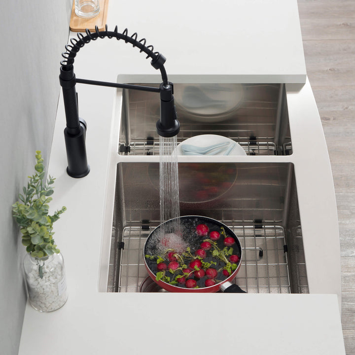 33" Farmhouse Apron Double Bowl Stainless Steel Kitchen Sink