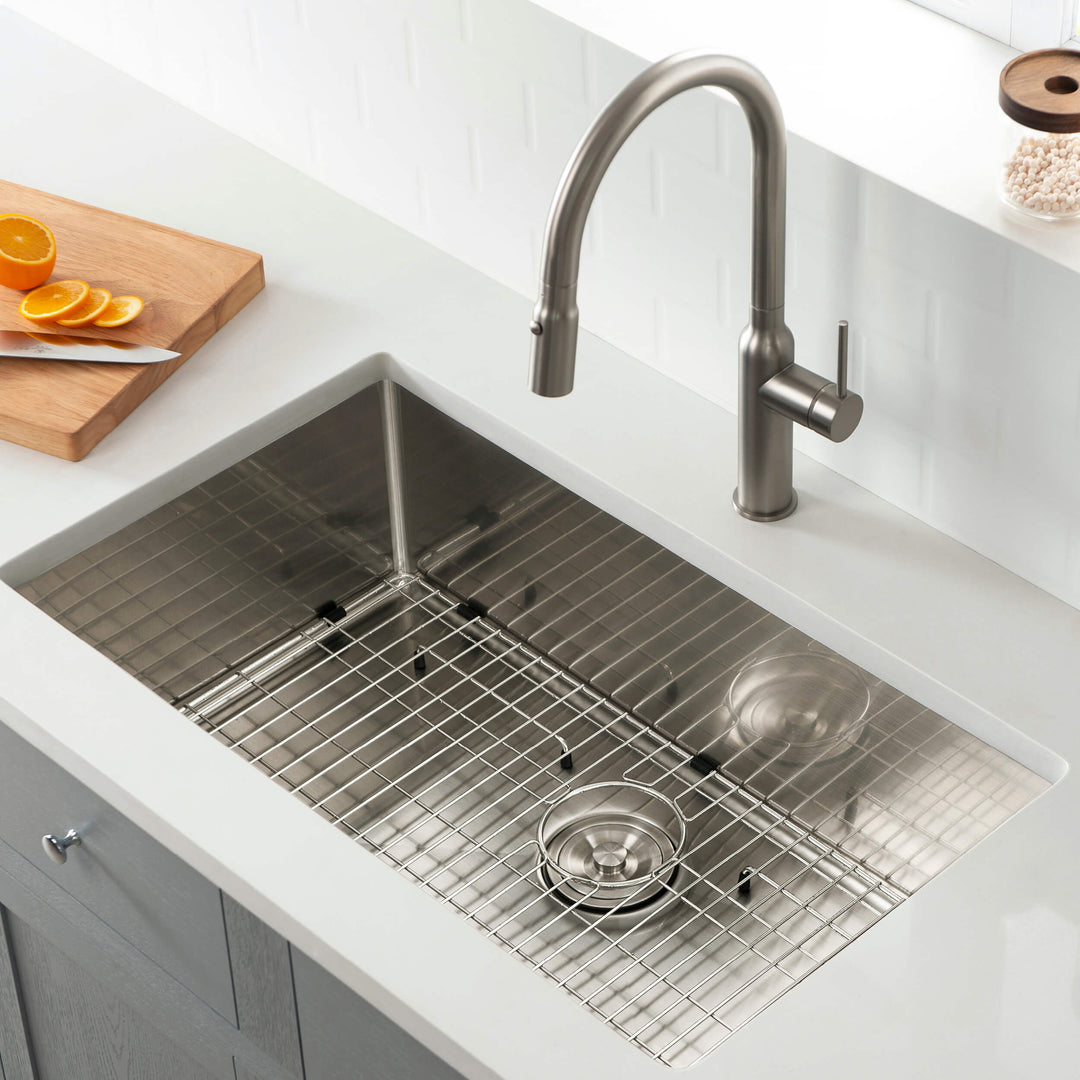 32 3/4" Undermount Single Bowl 16-Gauge Stainless Steel Kitchen Sink