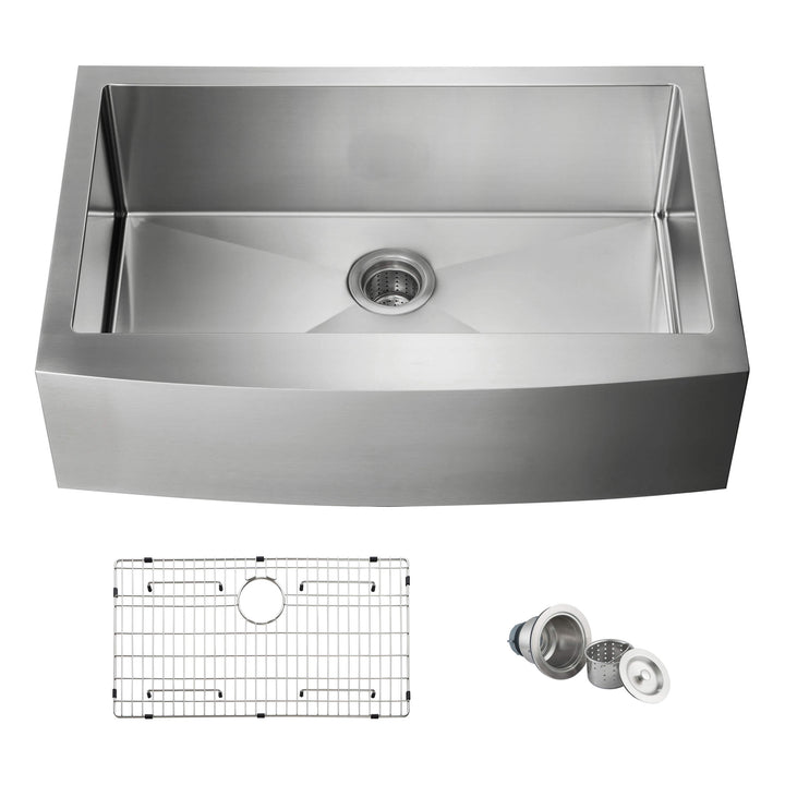 33" Farmhouse Apron Single Bowl Stainless Steel Kitchen Sink | ANVE Kitchen &amp; Bath