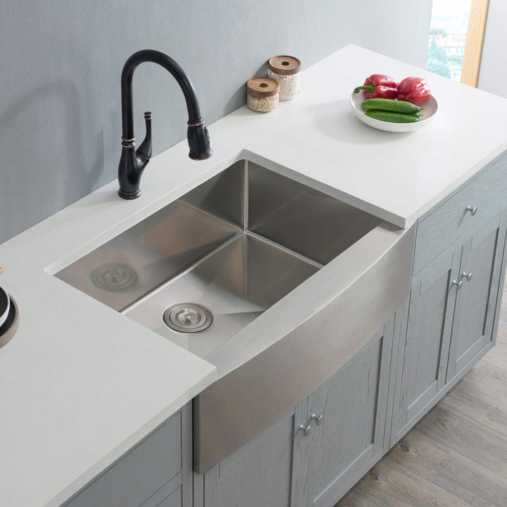 33" Farmhouse Apron Single Bowl Stainless Steel Kitchen Sink