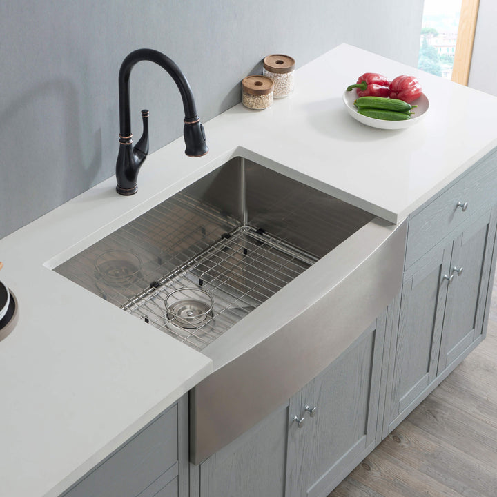 33" Farmhouse Apron Single Bowl Stainless Steel Kitchen Sink