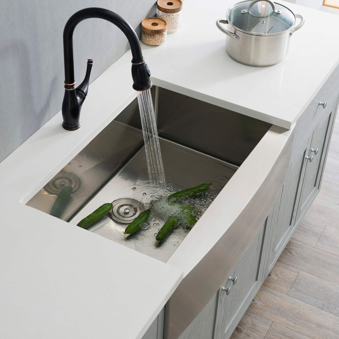 33" Farmhouse Apron Single Bowl Stainless Steel Kitchen Sink