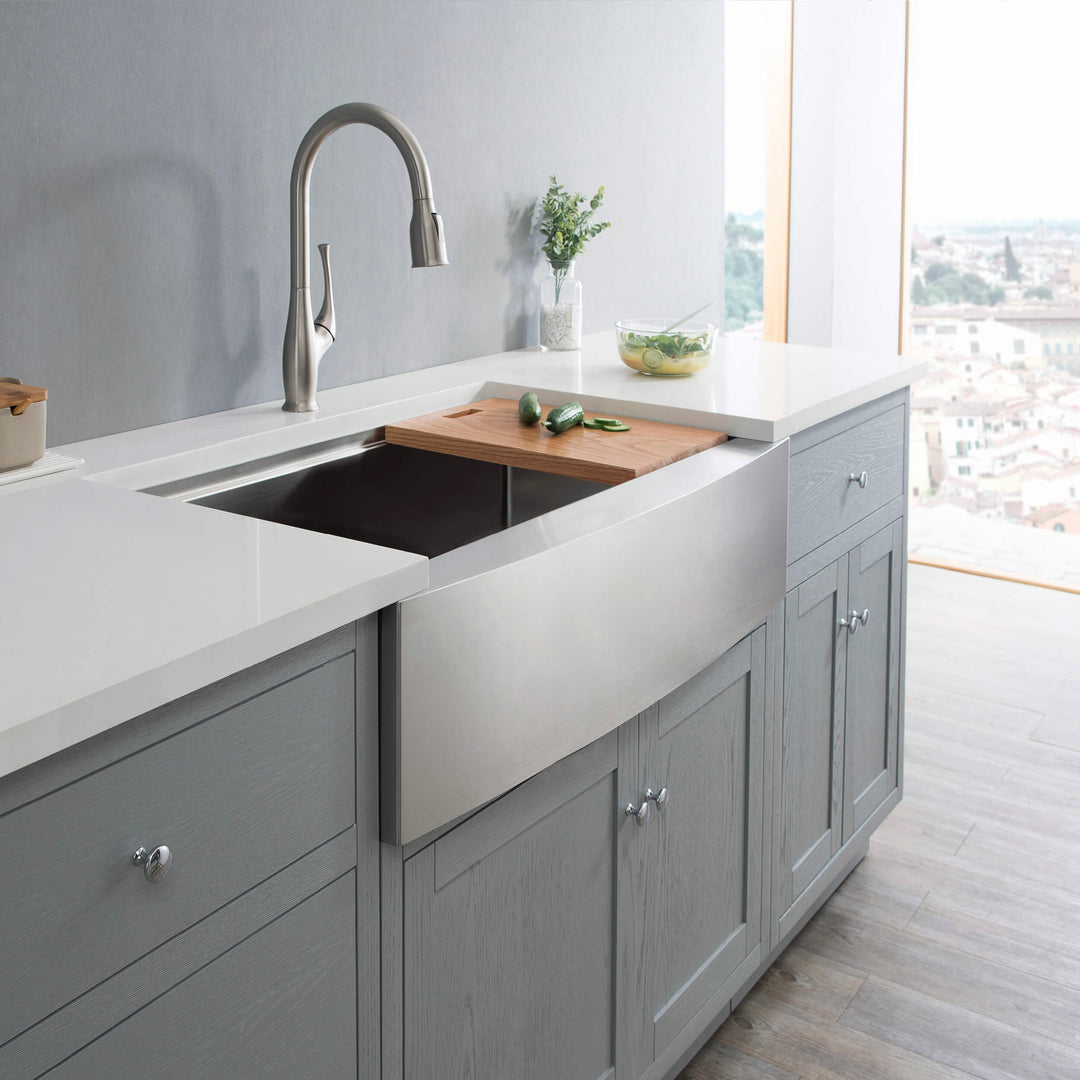36" Farmhouse Apron Single Bowl Stainless Steel Workstation Kitchen Sink