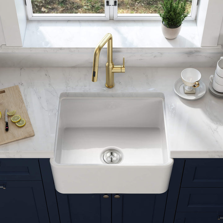 Nova 24" Single Bowl Fireclay Farmhouse Kitchen Sink