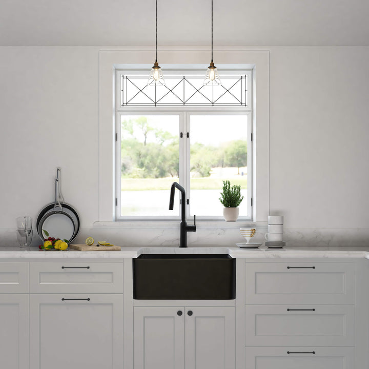Nova 24" Single Bowl Fireclay Farmhouse Kitchen Sink in Matte Black