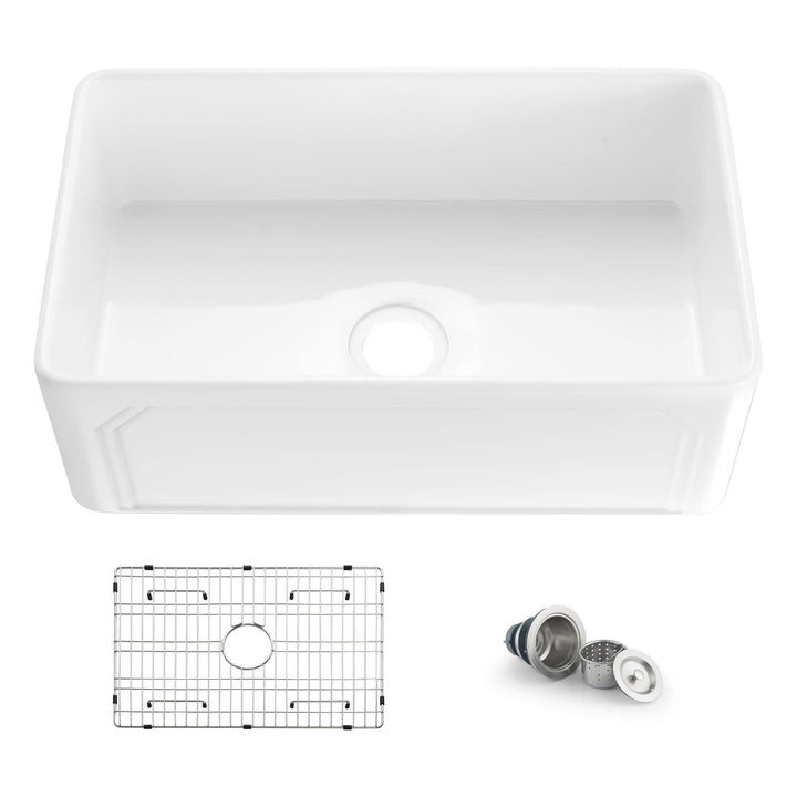 Nova 30" Reversible Single Bowl Fireclay Farmhouse Kitchen Sink | ANVE Kitchen &amp; Bath