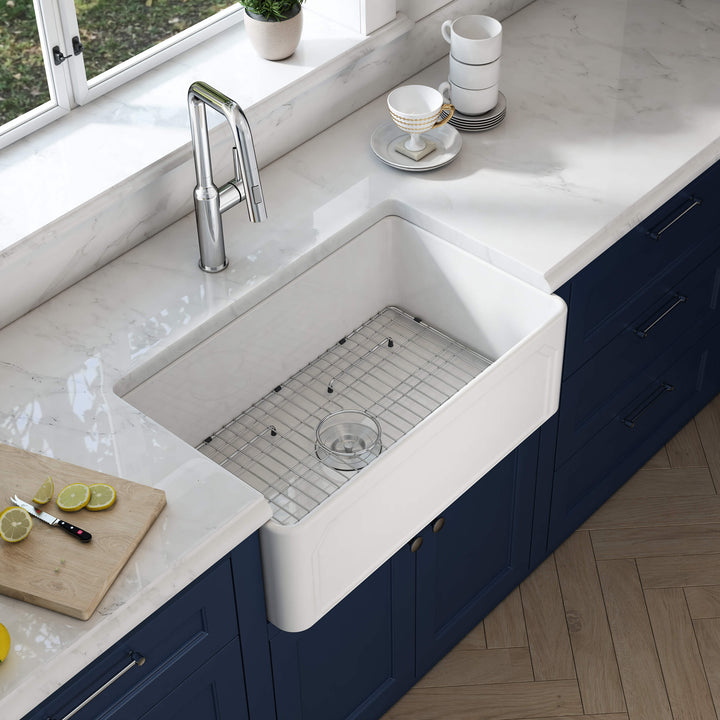 Nova 30" Reversible Single Bowl Fireclay Farmhouse Kitchen Sink