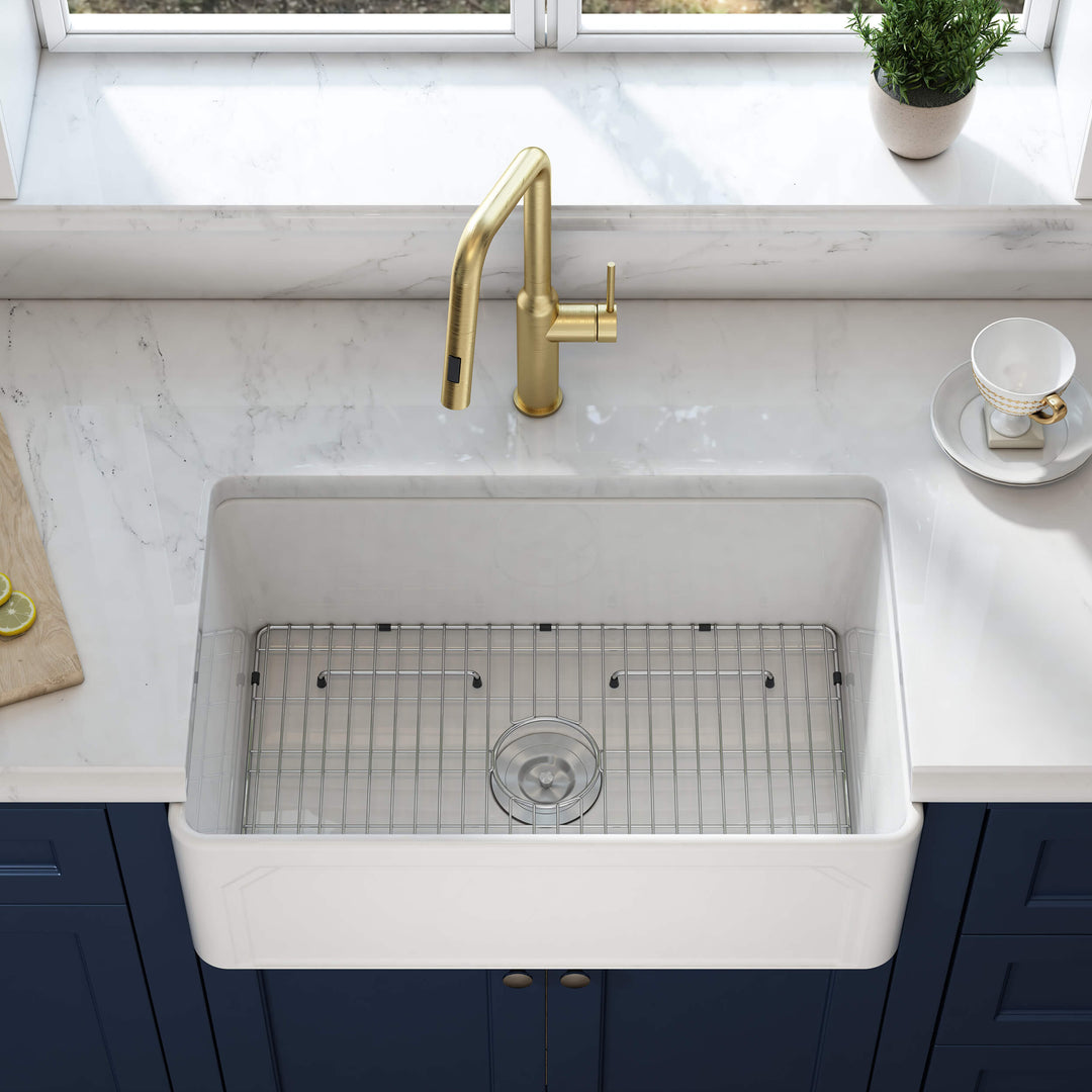 Nova 30" Reversible Single Bowl Fireclay Farmhouse Kitchen Sink