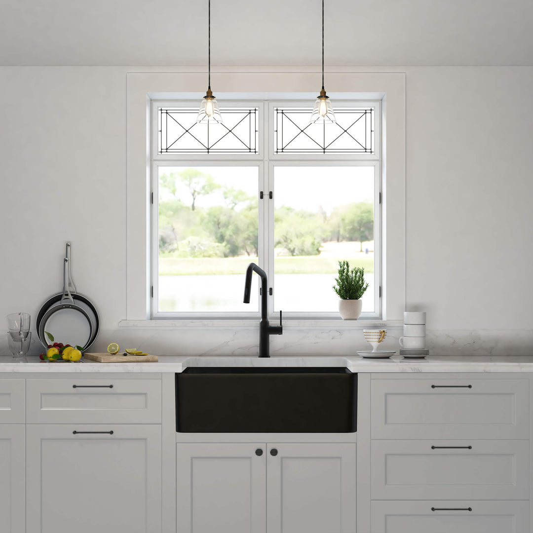 Nova 30" Single Bowl Fireclay Farmhouse Kitchen Sink in Matte Black
