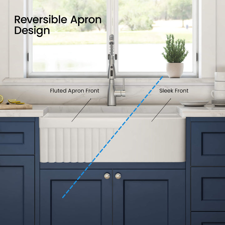 Nova 30" Reversible Apron Fireclay Farmhouse Workstation Kitchen Sink