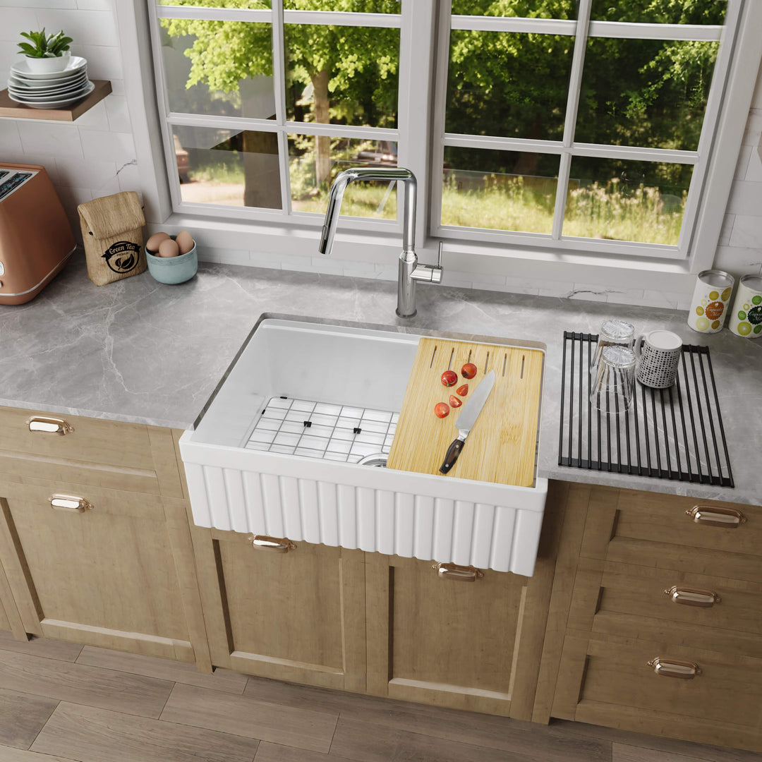 Nova 30" Reversible Apron Fireclay Farmhouse Workstation Kitchen Sink