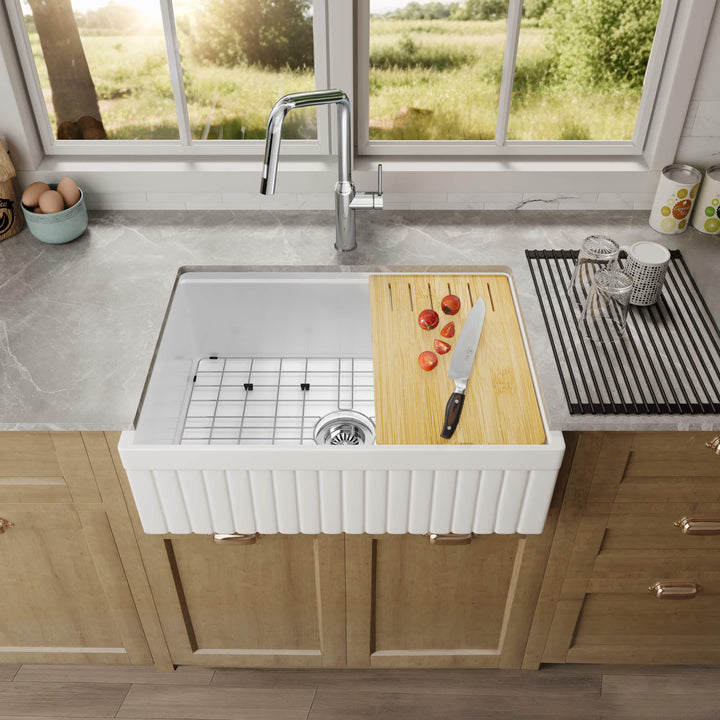 Nova 30" Reversible Apron Fireclay Farmhouse Workstation Kitchen Sink