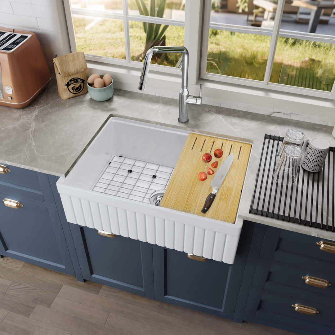 Nova 30" Reversible Apron Fireclay Farmhouse Workstation Kitchen Sink