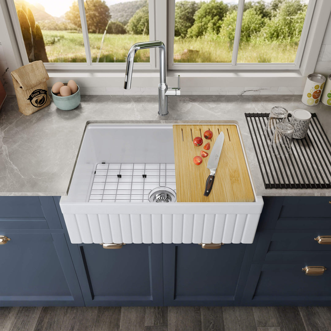 Nova 30" Reversible Apron Fireclay Farmhouse Workstation Kitchen Sink