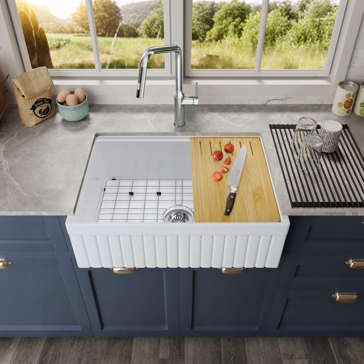 Nova 30" Reversible Apron Fireclay Farmhouse Workstation Kitchen Sink