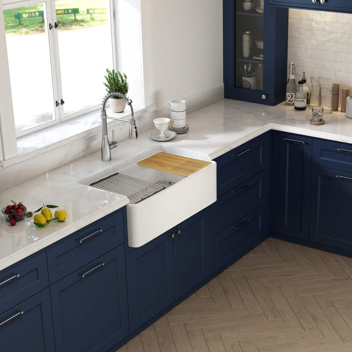 Nova 33" Fireclay Farmhouse Kitchen Workstation Sink