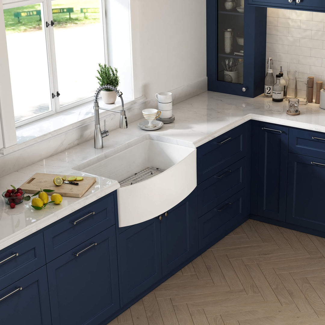 Nova 36" Curved Apron Front Fireclay Farmhouse Kitchen Sink