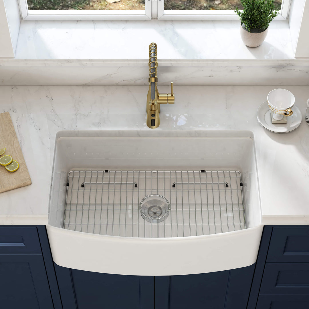 Nova 36" Curved Apron Front Fireclay Farmhouse Kitchen Sink