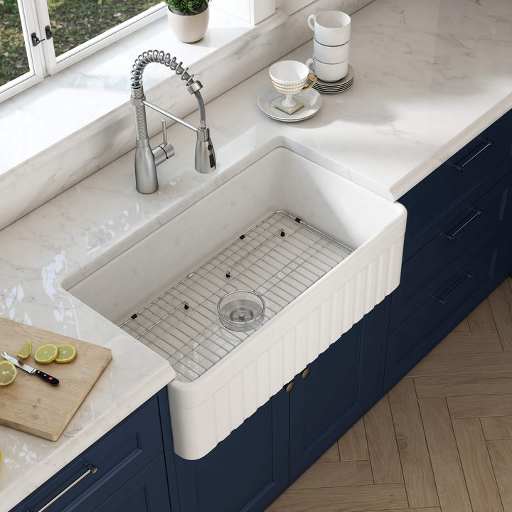 Nova 33" Reversible Single Bowl Fireclay Farmhouse Kitchen Sink