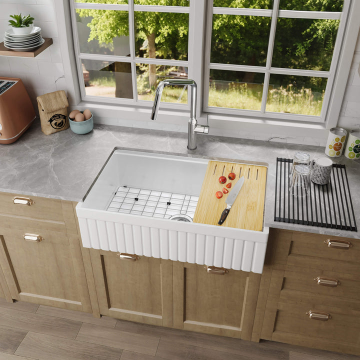 Nova 33" Reversible Apron Fireclay Farmhouse Workstation Sink