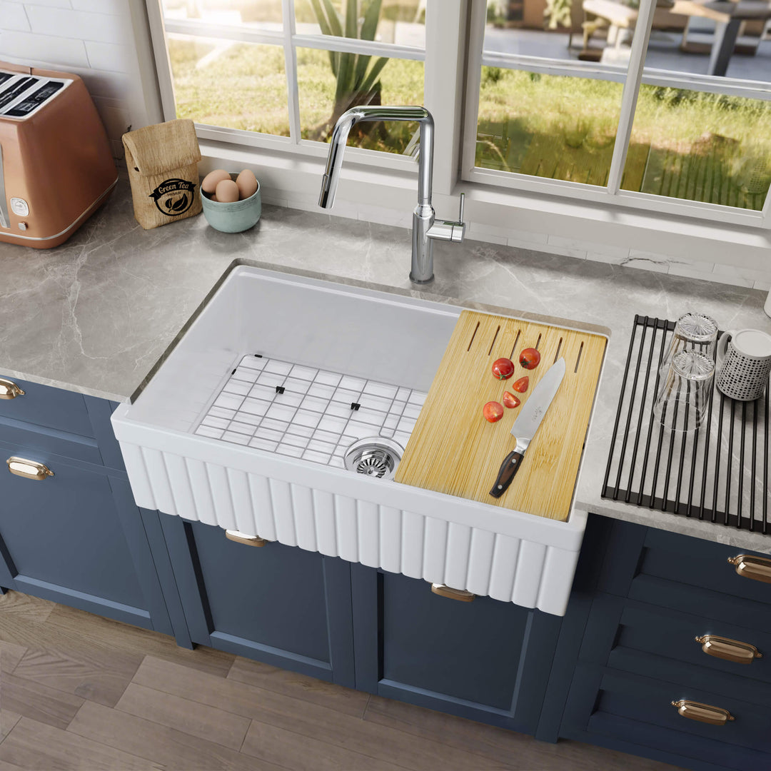 Nova 33" Reversible Apron Fireclay Farmhouse Workstation Sink