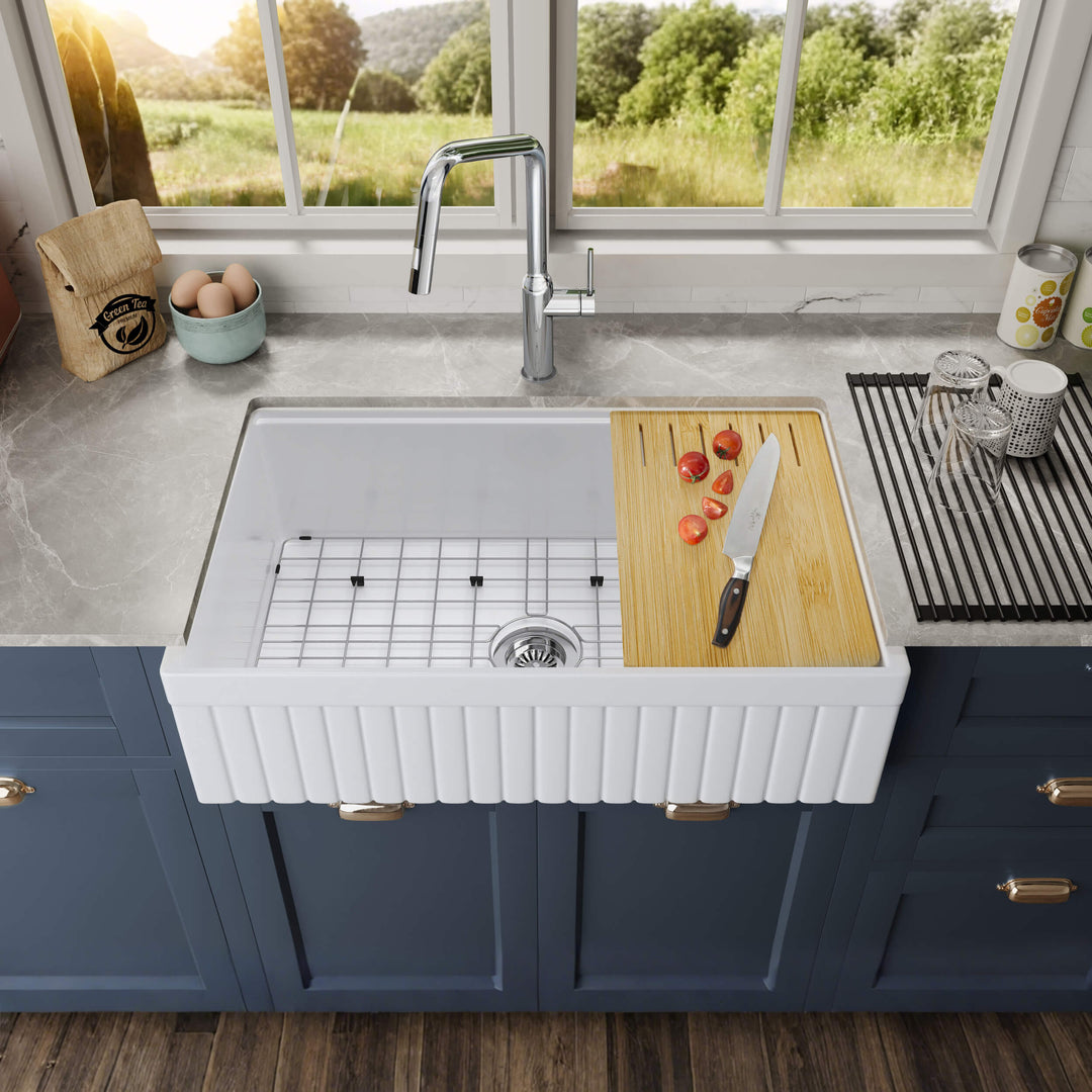 Nova 33" Reversible Apron Fireclay Farmhouse Workstation Sink